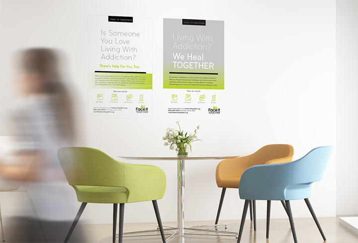 Photo of workplace with Face It TOGETHER collateral