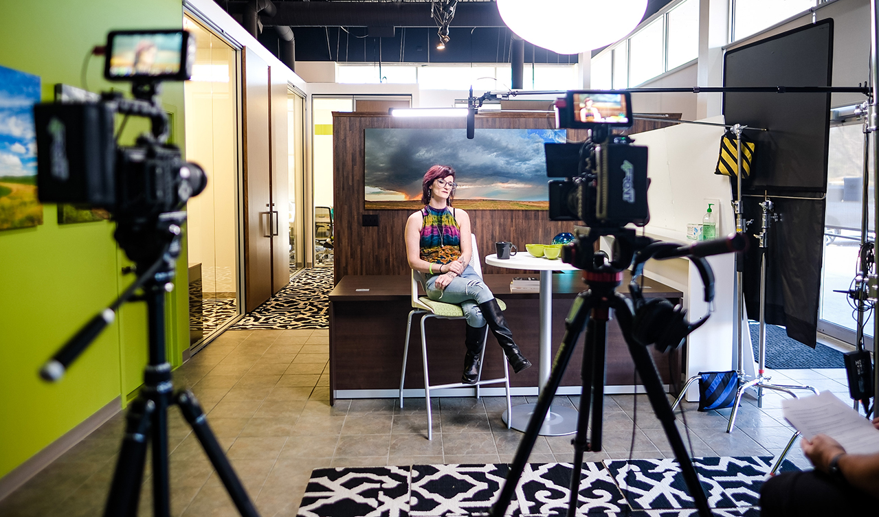 Photo of Willow being interviewed about her addiction journey in Sioux Falls, SD